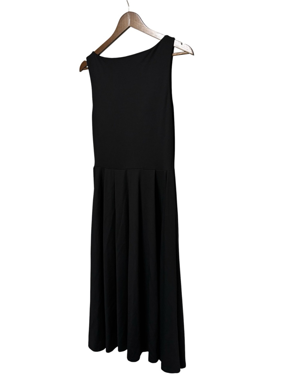 OGL Black sleeveless bamboo sculpting stretch ponte boatneck chic midi dress L - Picture 12 of 16